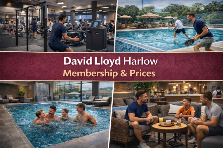 David Lloyd Harlow; people ar eenjoying gym and swimming facilities